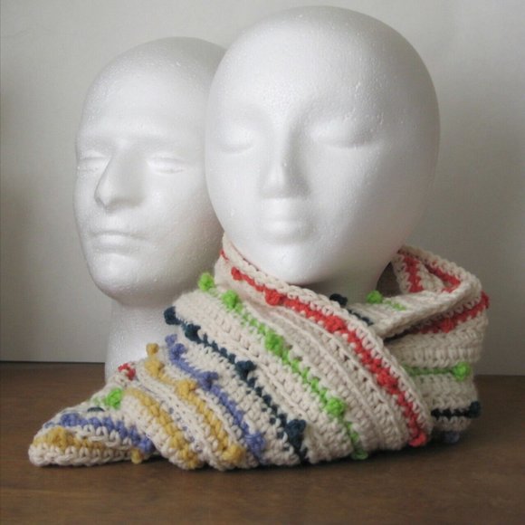 Long Striped Scarf off-white/multicolor men women - Picture 9 of 13